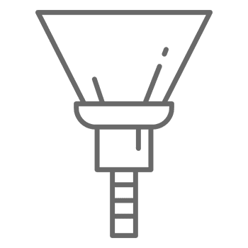Funnel icon on black background.