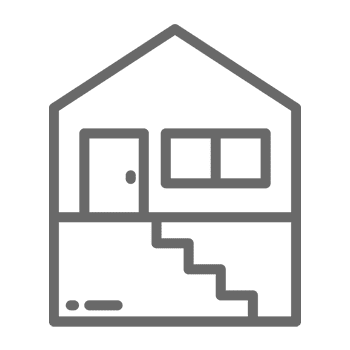 Simple house icon with stairs illustration.