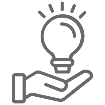 Hand holding a light bulb icon.