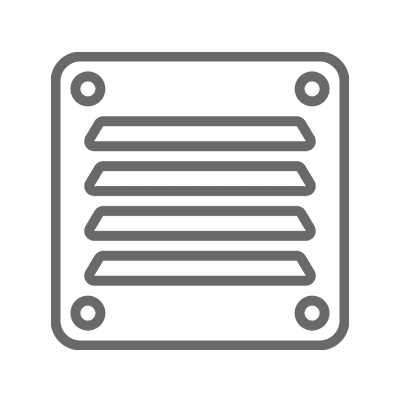 Square vent icon with horizontal slats.
