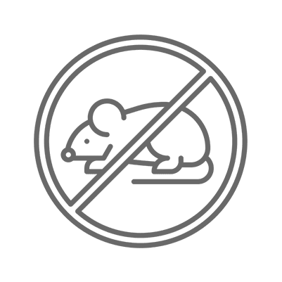 No mice allowed symbol on black background.
