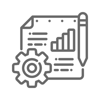 Document with gear and pencil icon.