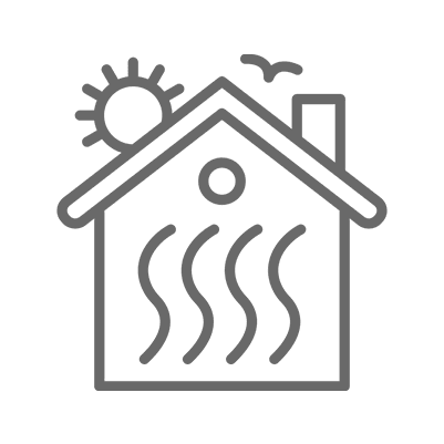 House with sun and wavy lines icon.