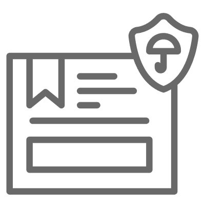 Document icon with shield and umbrella.