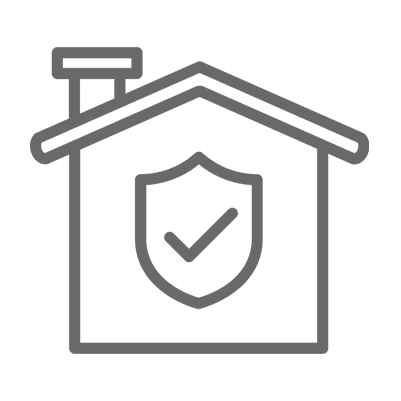 House icon with shield and checkmark.