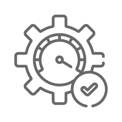 Gear icon with a check mark.