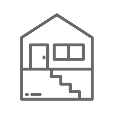 House icon with stairs on black background.