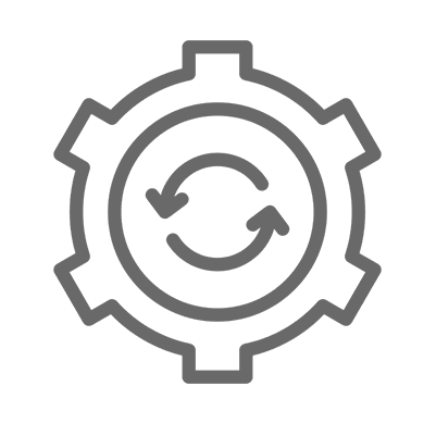 Gear icon with circular arrows inside.
